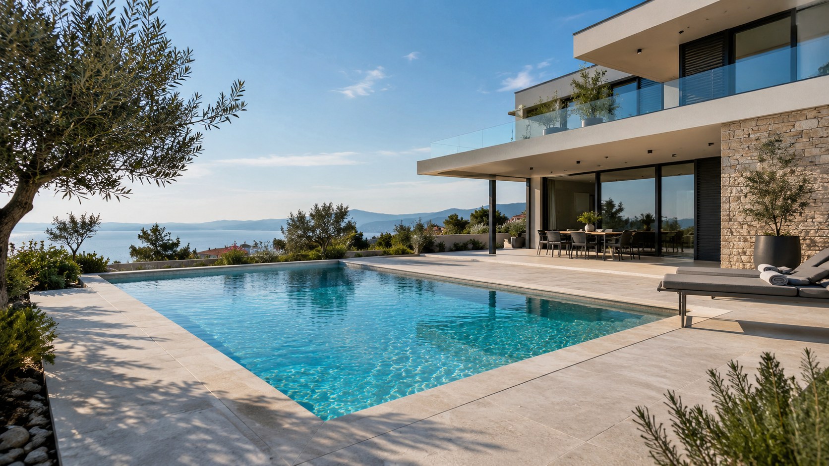 Moderna vila uz bazen, more i mediteransko zelenilo